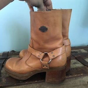Vintage Harley Davidson Moto buckle  leather boots
